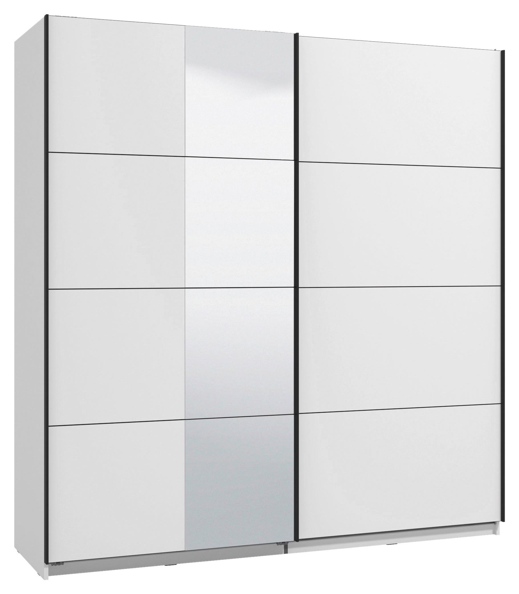 Schwebetürenschrank Gard 200 in Weiss - Weiss/Schwarz, Konventionell, Holzwerkstoff/Metall (195/217/61cm) - Mömax