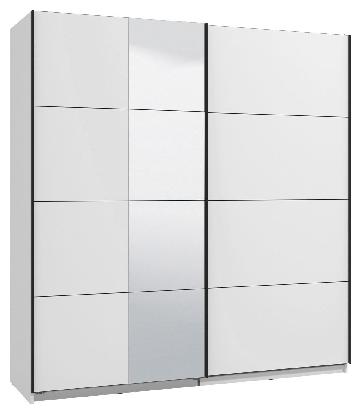 Schwebetürenschrank Gard 200 in Weiß - Schwarz/Weiß, KONVENTIONELL, Holzwerkstoff/Metall (195/217/61cm) - Mömax