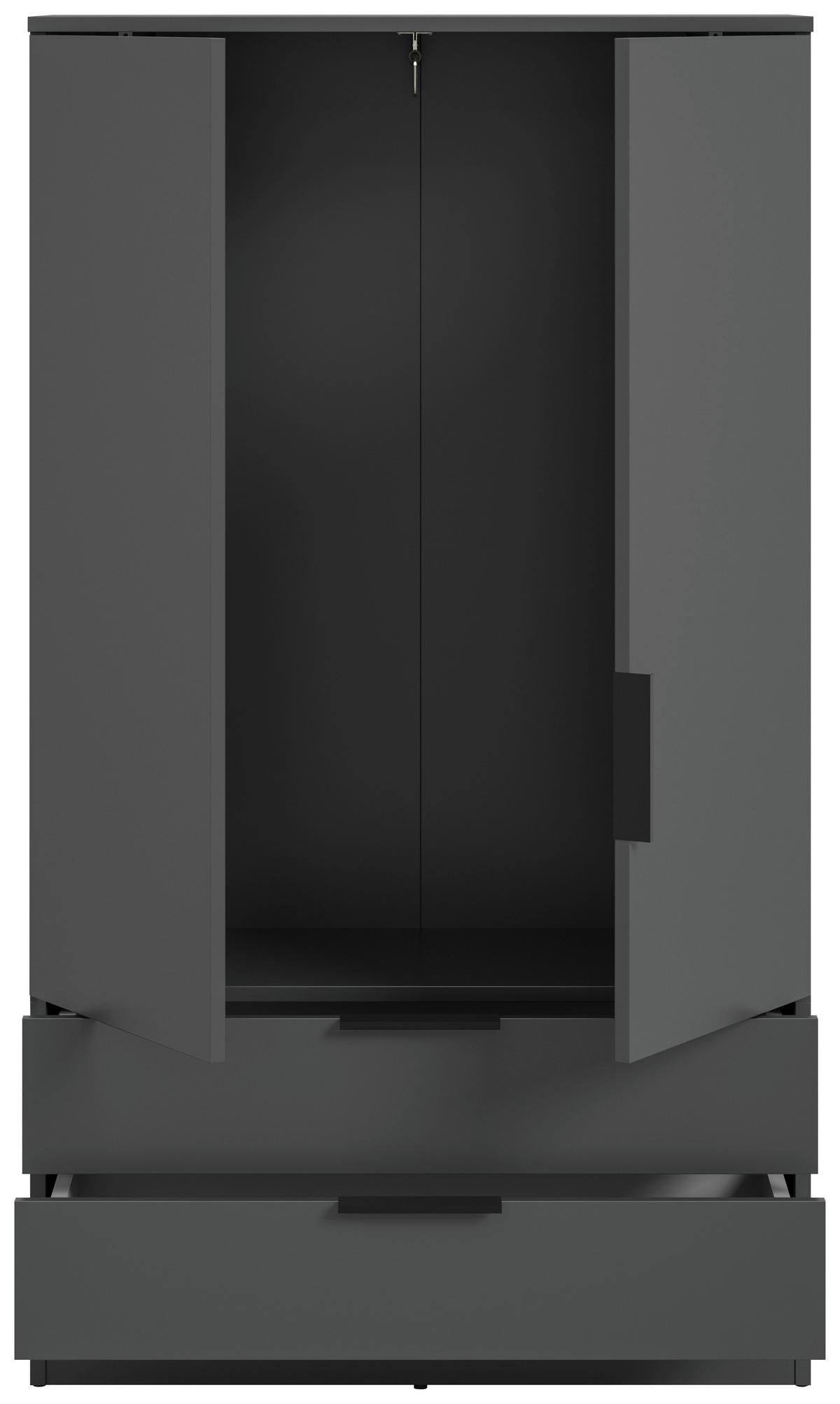 Drehtürenschrank KOPENHAGEN Anthrazit - Anthrazit/Schwarz, MODERN, Holzwerkstoff/Kunststoff (80/140/37cm) - Livetastic