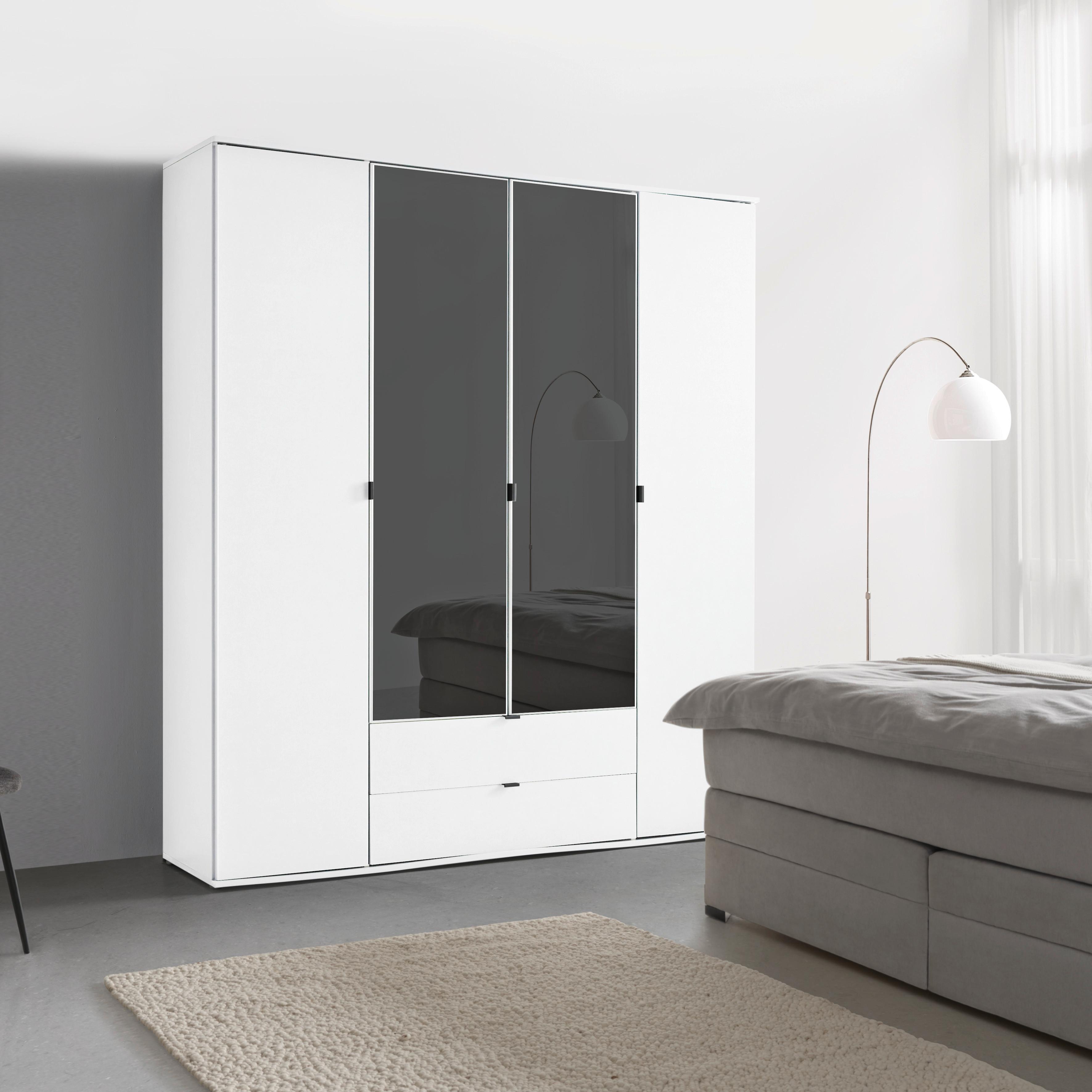 Drehtürenschrank Avila Weiß - Weiß, KONVENTIONELL, Glas/Holzwerkstoff (181/194/53cm) - Mömax
