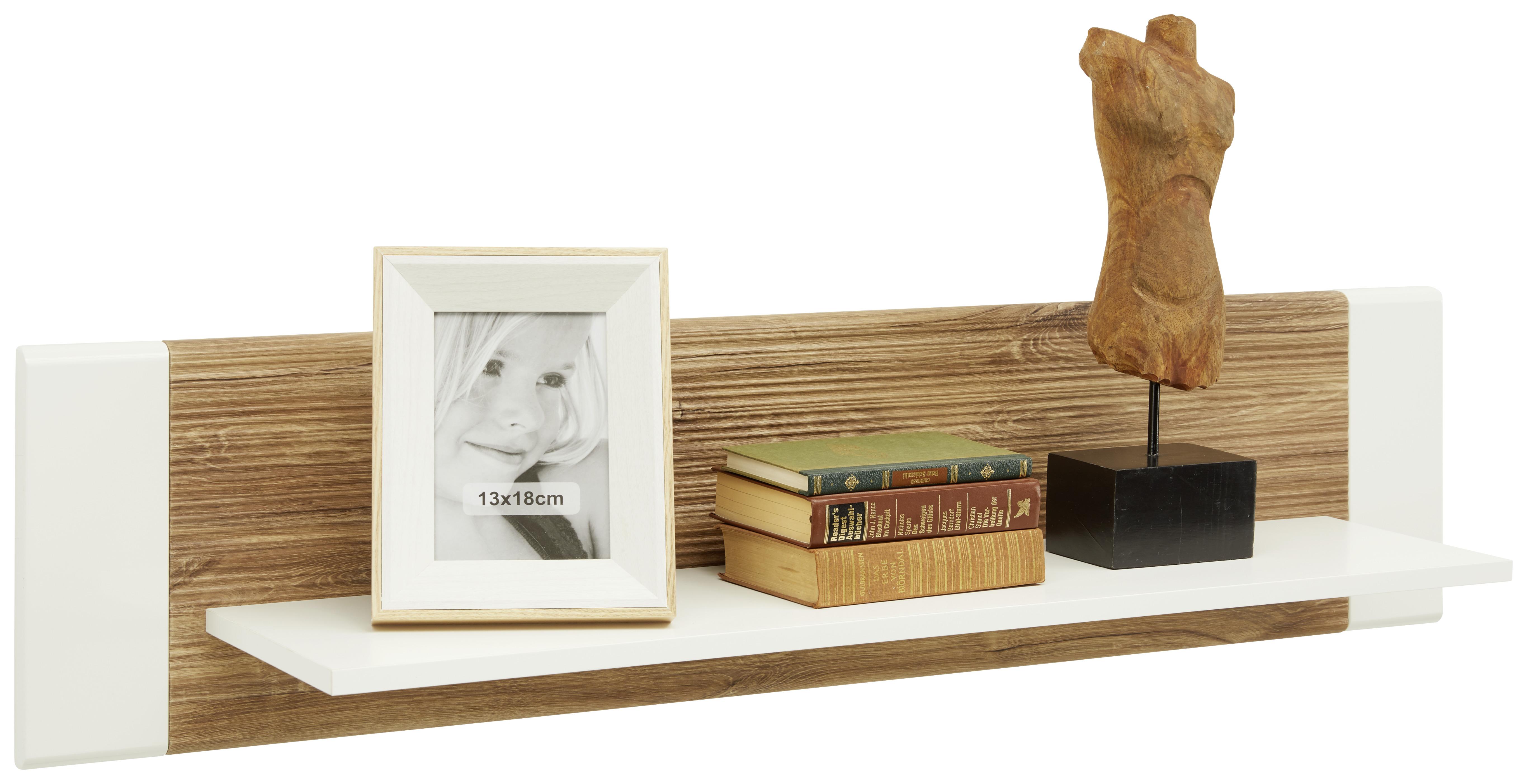Wandboard in Weiss Hochglanz - Weiss/Eichefarben, Modern, Holzwerkstoff (120/28/24cm) - Modern Living