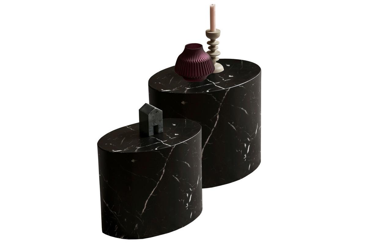 Set Klubskih Mizic Marble, Črna, 2-Delni - črna, Design, leseni material (48-40/33-24,5/40-33cm) - Livetastic