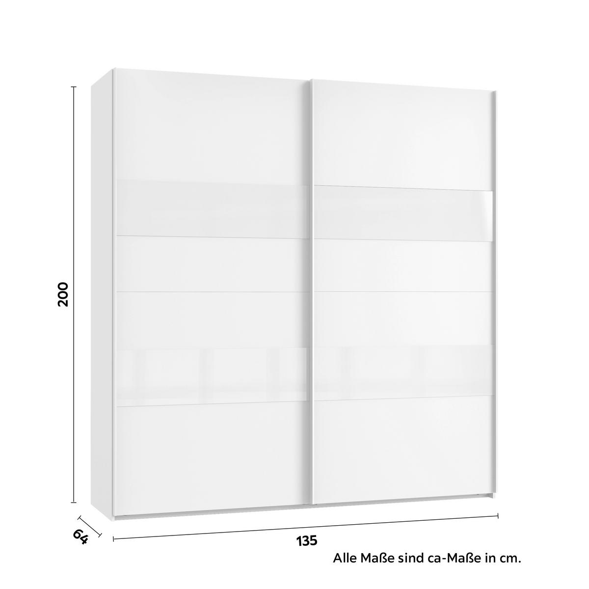 Omara Z Drsnimi Vrati Altona, Bela, Steklo - bela, Konvencionalno, kovina/leseni material (135/200/64cm) - Mömax