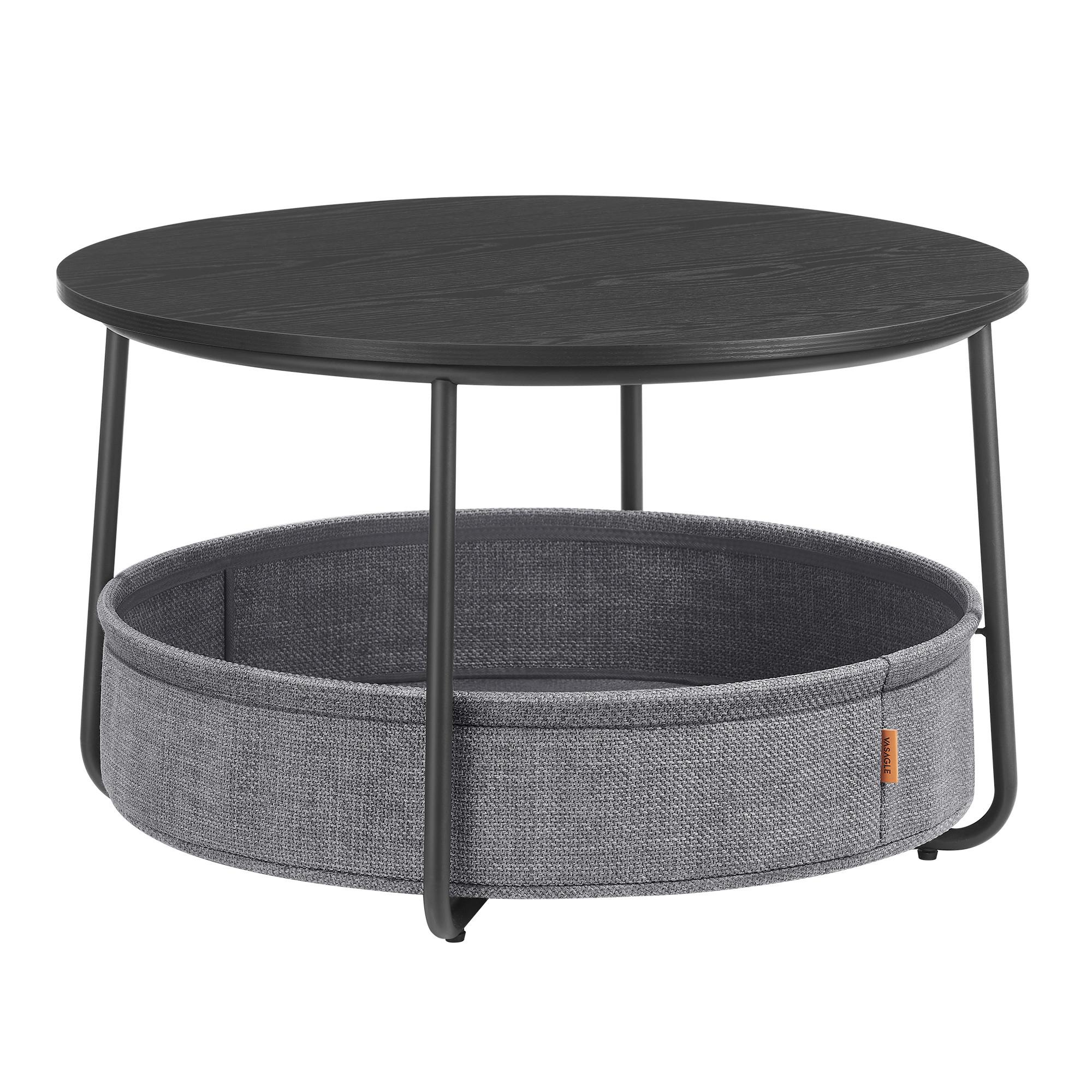 Couchtisch Grau, Schwarz, rund - Schwarz/Grau, Trend, Holzwerkstoff/Textil (75/75/45cm) - MID.YOU