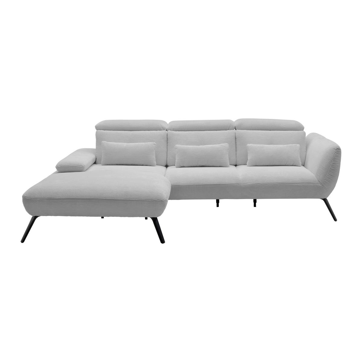 Wohnlandschaft Seattle Hellgrau - Hellgrau/Schwarz, MODERN, Holzwerkstoff/Textil (196/301cm) - Premium Living