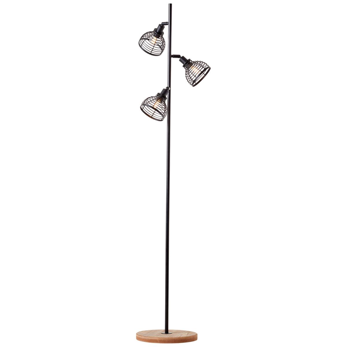 Stehleuchte Avia Schwarz ca. 42 Watt - Schwarz, Natur, Holz/Metall (20/153,5cm) - Brilliant
