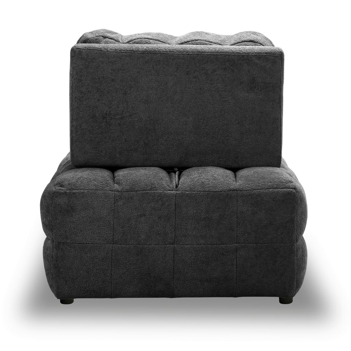 Schlafsessel Liara Webstoff Dunkelgrau - Dunkelgrau/Schwarz, MODERN, Holz/Textil (88/87/110cm) - Bessagi Home