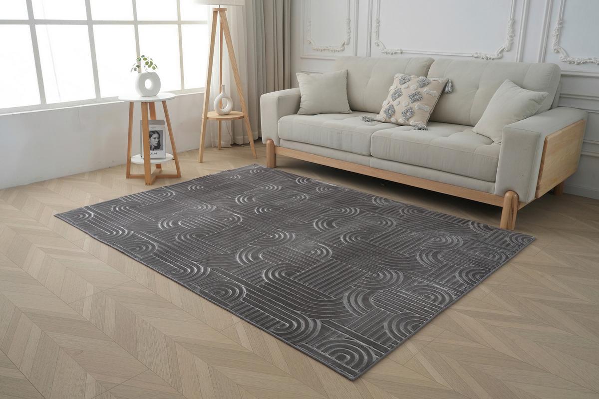 Flachwebeteppich Calma 125 Anthrazit 120x160 Cm - Anthrazit, Basics, Textil (120/160cm) - Kayoom