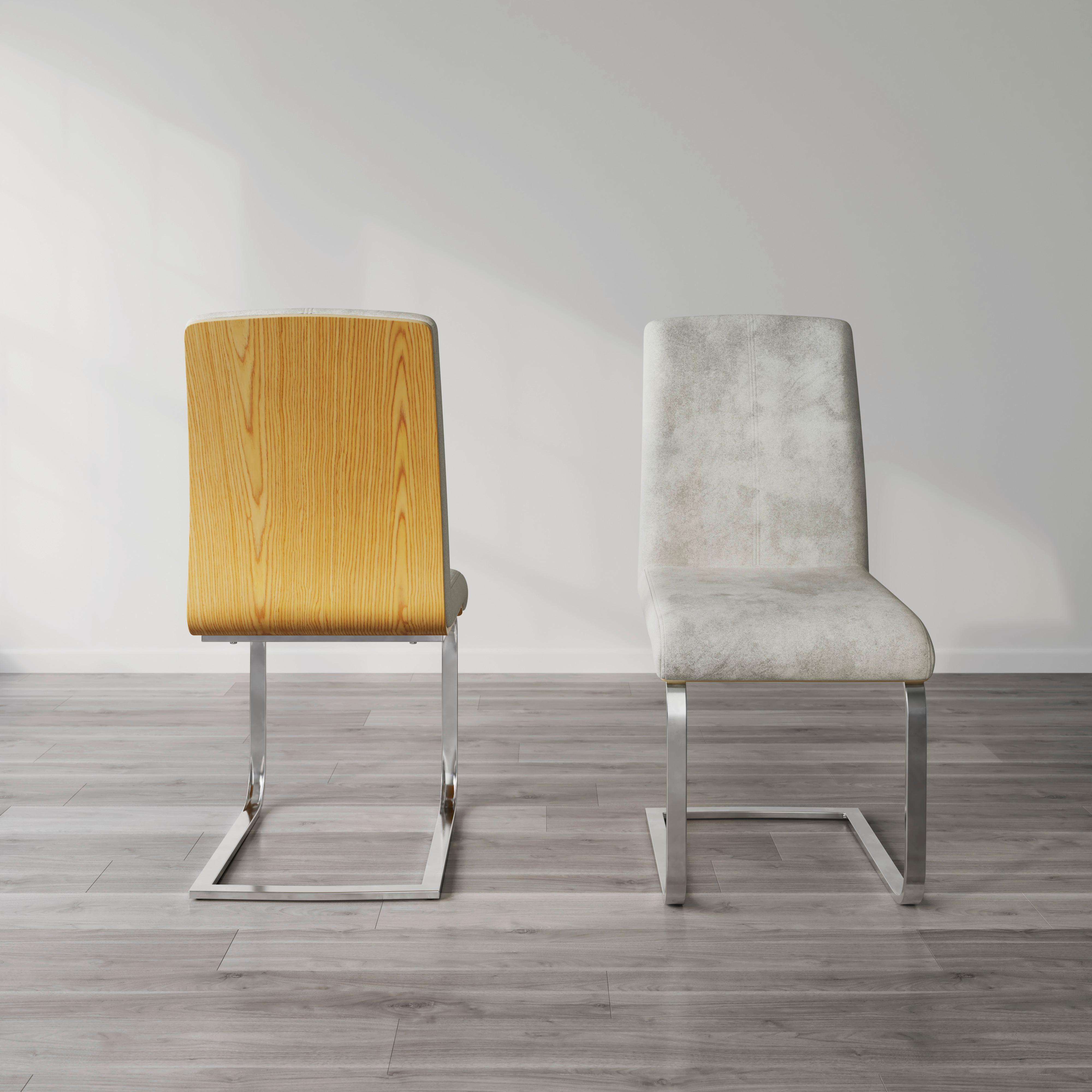 Schwingstuhl Nubia Creme Bouclé Gepolstert - Chromfarben/Eichefarben, MODERN, Holz/Textil (44/90/59cm) - Bessagi Home