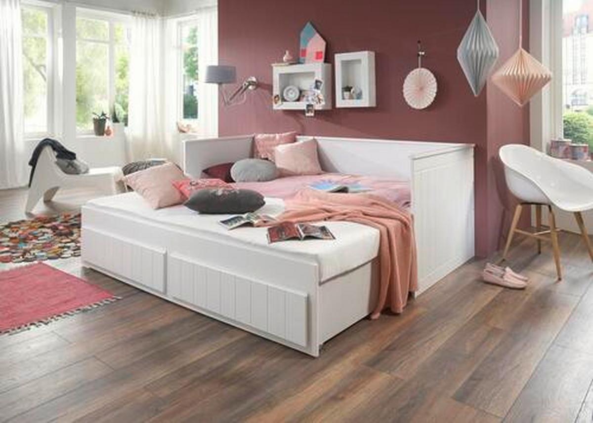 Mladinska Raztegljiva Postelja Timmi, Bela, 90-180x200 - bela, Moderno, leseni material (90/200cm) - MID.YOU