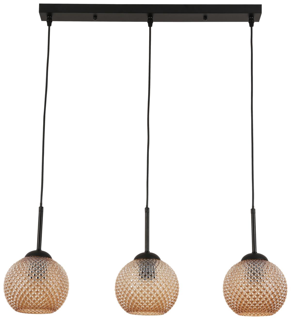LAMPA WISZĄCA GUDI - kolor bursztynowy/czarny, Modern, metal/szkło (70/16/120cm) - Modern Living