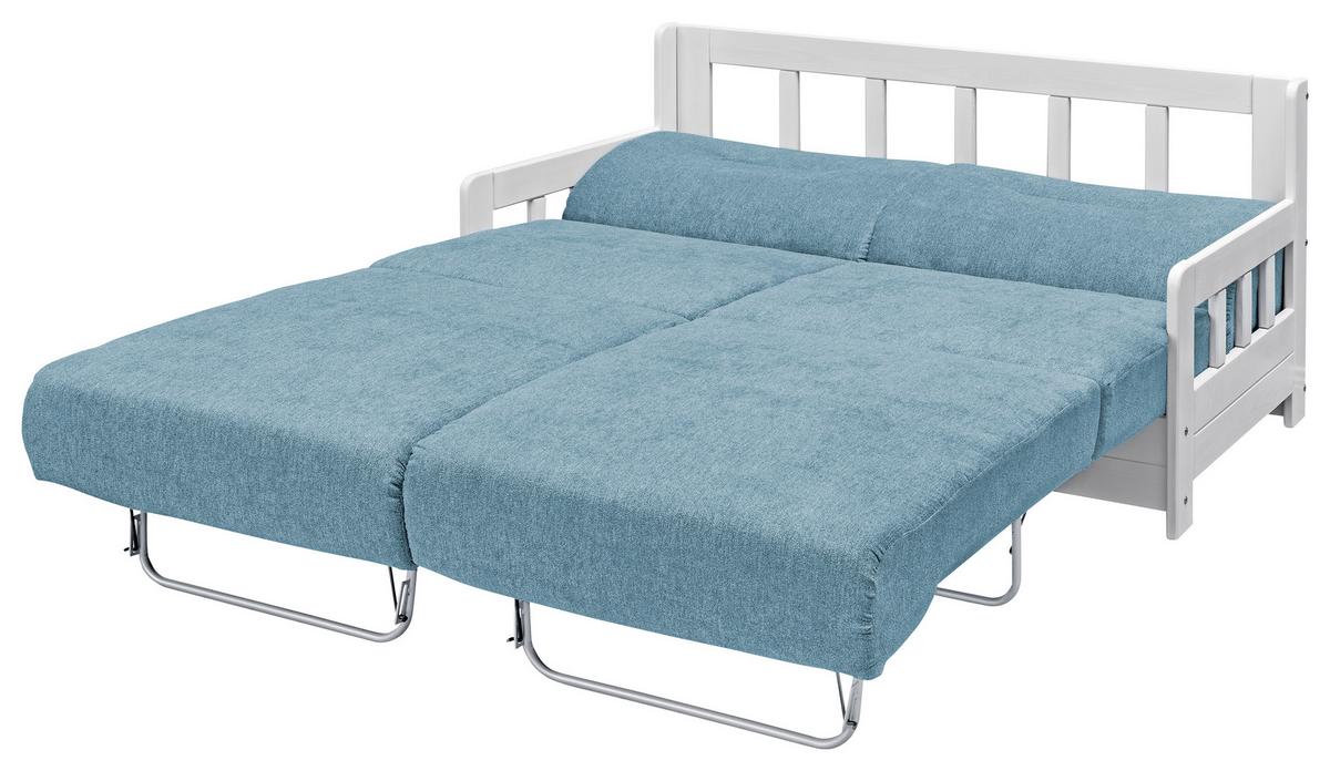 Schlafsofa Camino Holzkorpus Blau/Weiß - Blau/Weiß, LIFESTYLE, Holz/Textil (154/88/90cm) - Livetastic