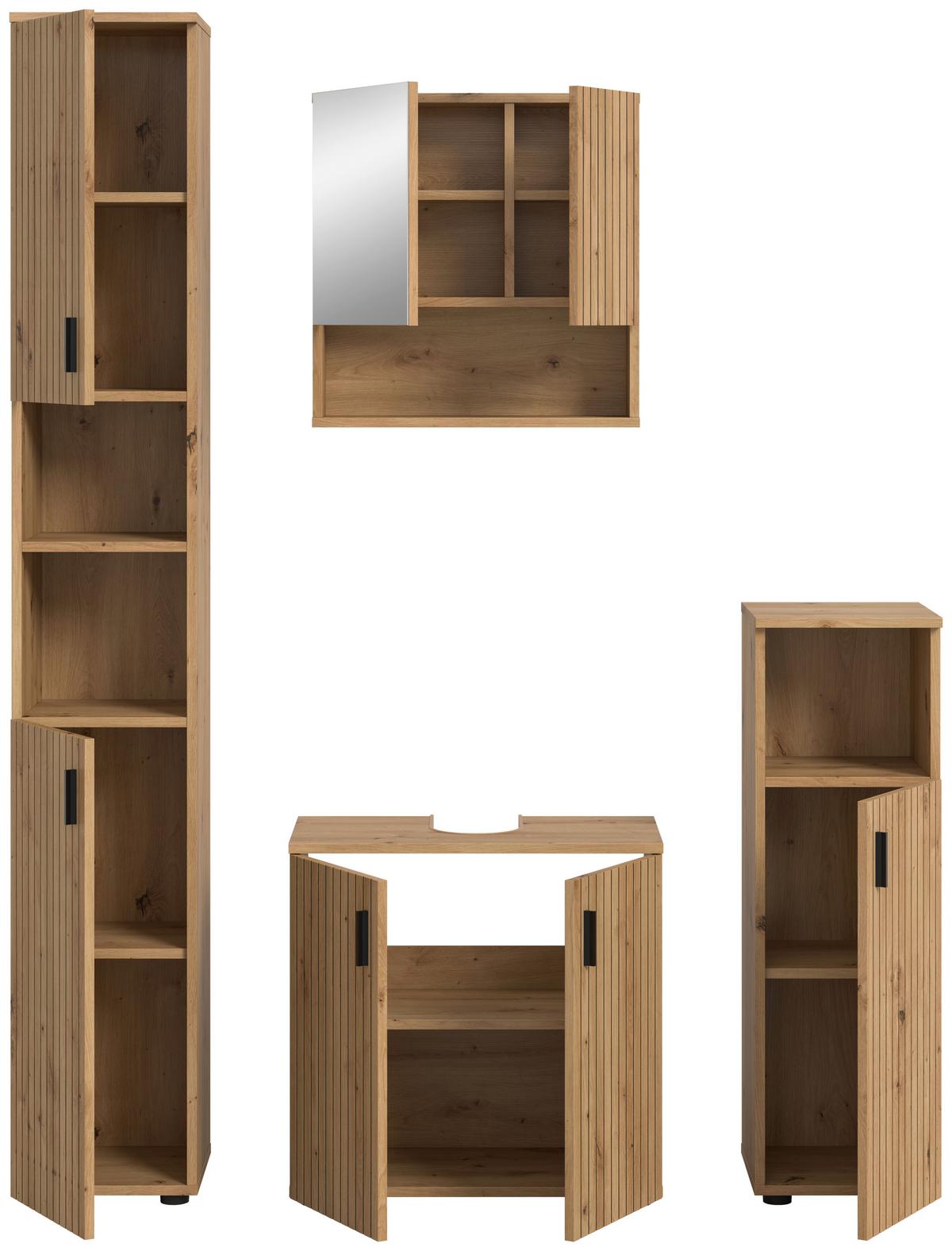 Kopalnica Mone, Barva Hrasta, 4-Delna - hrast artisan, Basics, umetna masa/leseni material (120cm) - MID.YOU