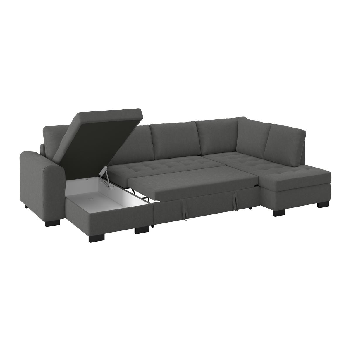 Sedežna Garnitura Malte, Siva, Ležišče, Predal, U Oblika - siva/črna, Moderno, umetna masa/tekstil (155/305/178cm) - Mömax