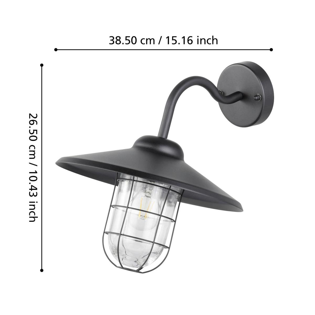 Aussenleuchte 94792 Melgoa - Klar/Zinkfarben, Konventionell, Glas/Metall (30/25/38cm) - Eglo