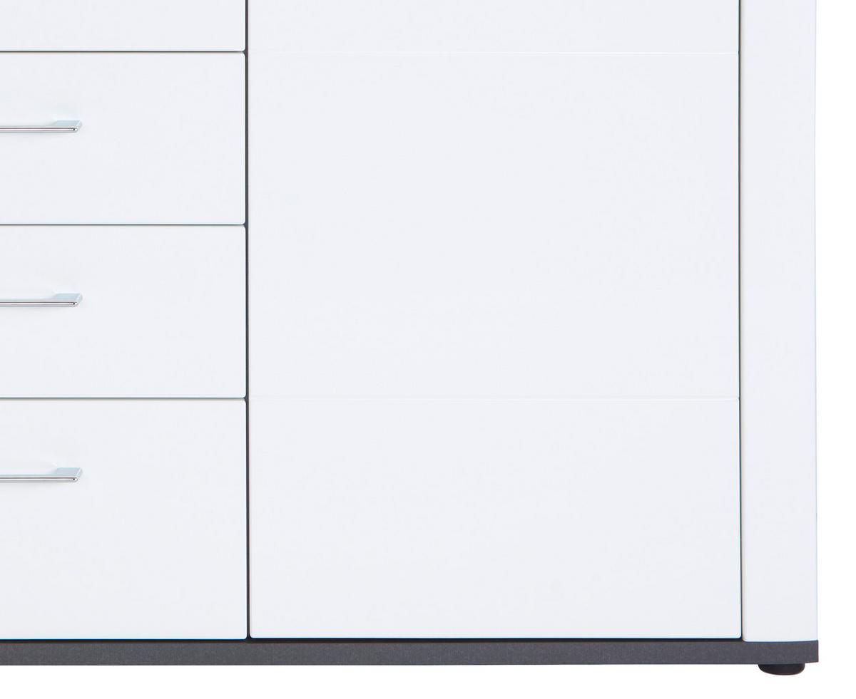 Komoda Alassio Alsk09 - bijela/boje grafita, Moderno, drvni materijal/plastika (156,3/86,2/40,5cm) - Modern Living