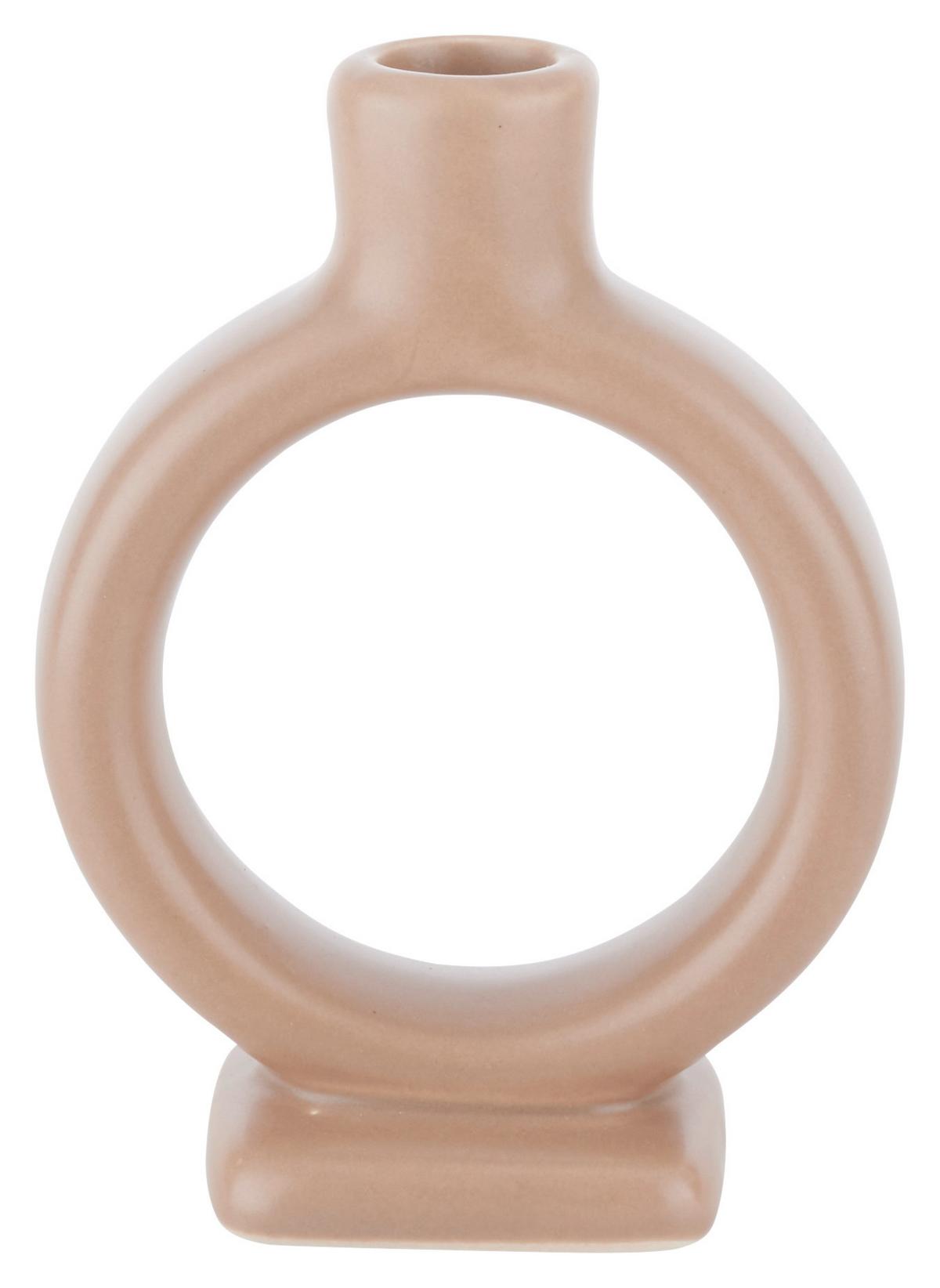 Gyertyatartó Valongo - barna, Basics, kerámia (15,5/19/5,2cm)