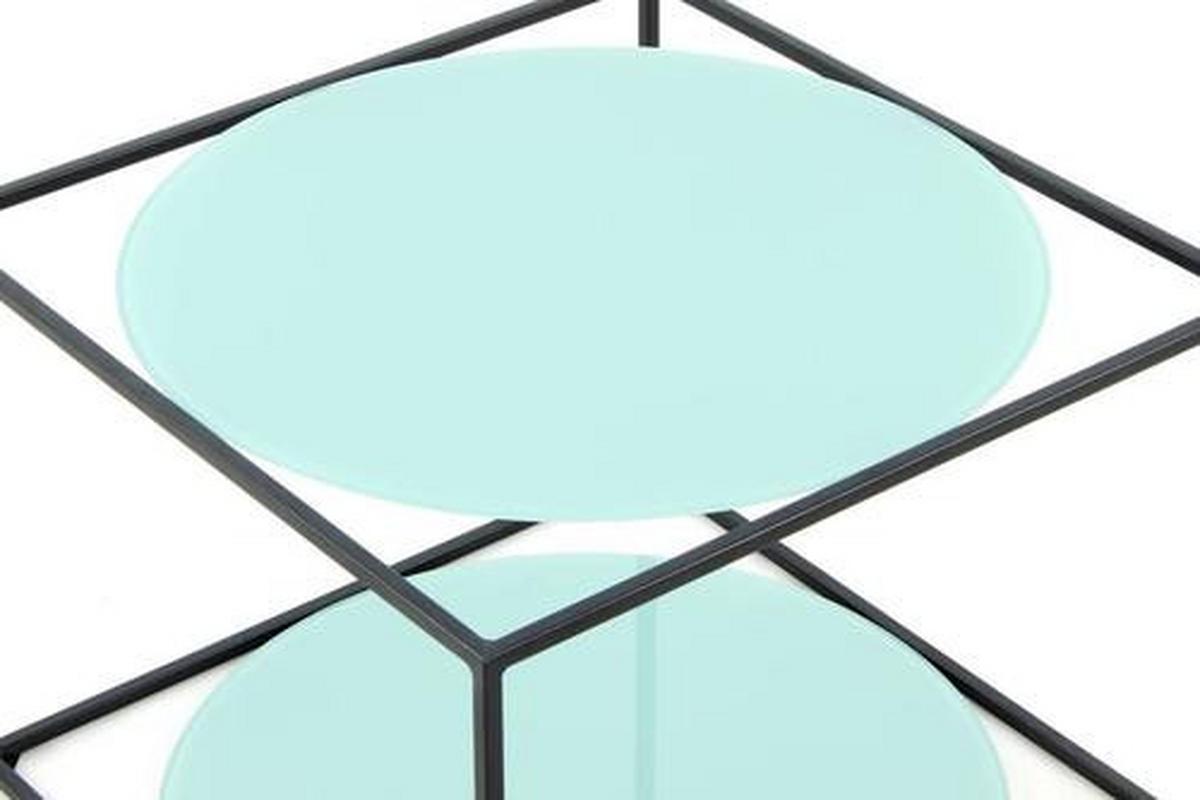 BEISTELLTISCH 2LYMU - Schwarz/Grün, Basics, Glas/Metall (50/50/36cm) - Kayoom