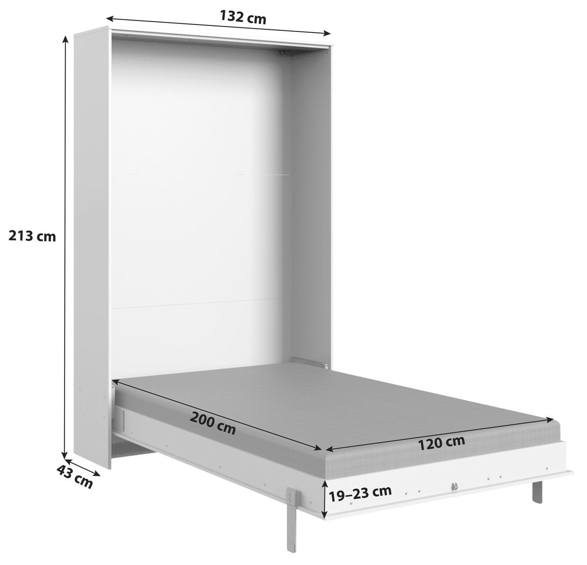 Klappbett Juist ca. 120x200 cm Weiß - Weiß, KONVENTIONELL, Holz/Holzwerkstoff (120/200cm) - MID.YOU