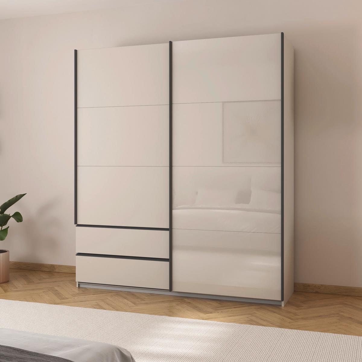 Schwebetürenschrank Elara Champagnerfarben - Champagner/Weiß, KONVENTIONELL, Holzwerkstoff (181/210/62cm) - Premium Living