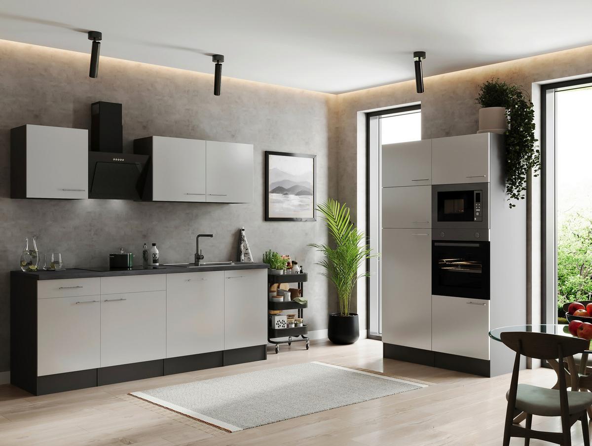 Kuhinjski Blok Z Aparati Oliver, 340cm - srebrne barve/siva, Design, kovina/leseni material (340cm) - Respekta