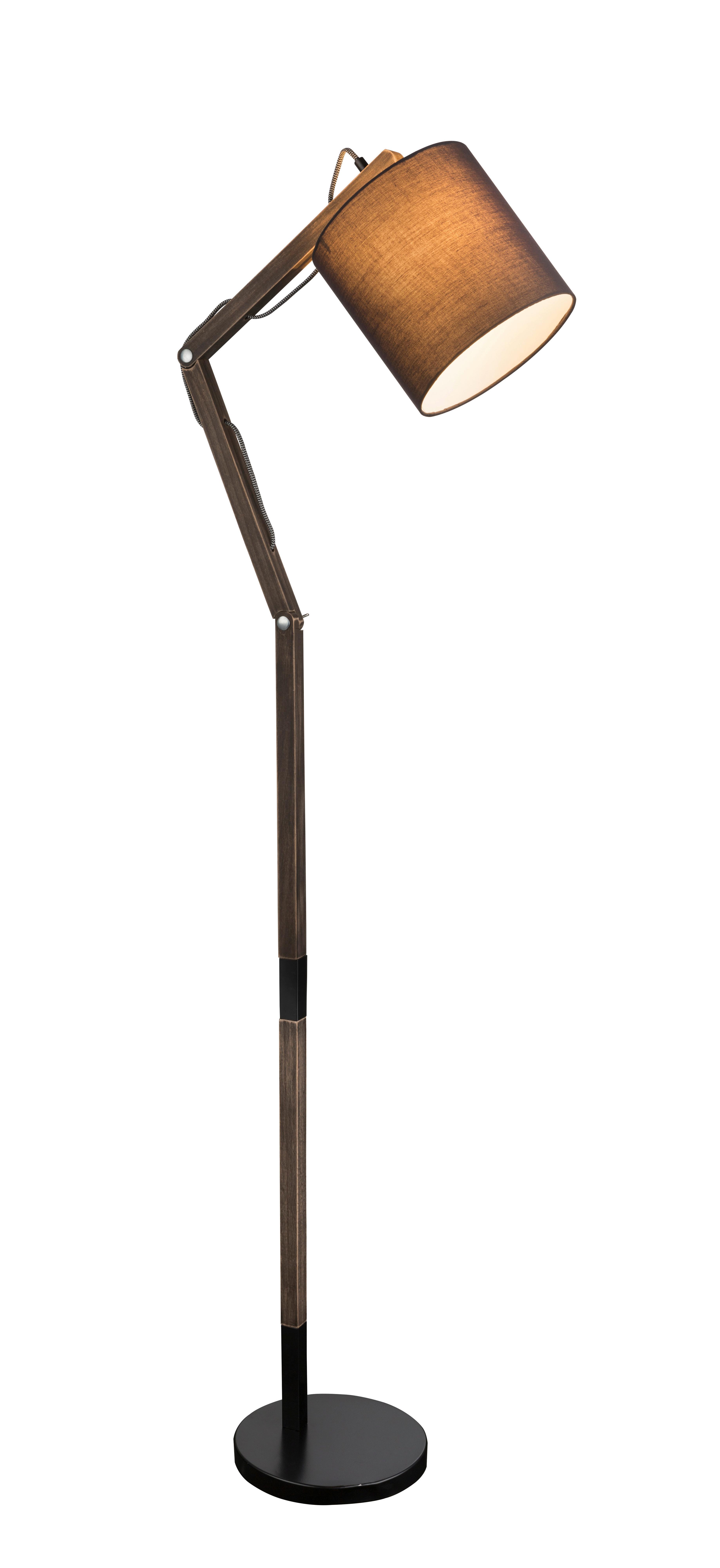 STEHLEUCHTE 21512S - Schwarz/Braun, Design, Holz/Textil (49,5/157cm) - Globo