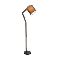 STEHLEUCHTE 21512S - Schwarz/Braun, Design, Holz/Textil (49,5/157cm) - Globo