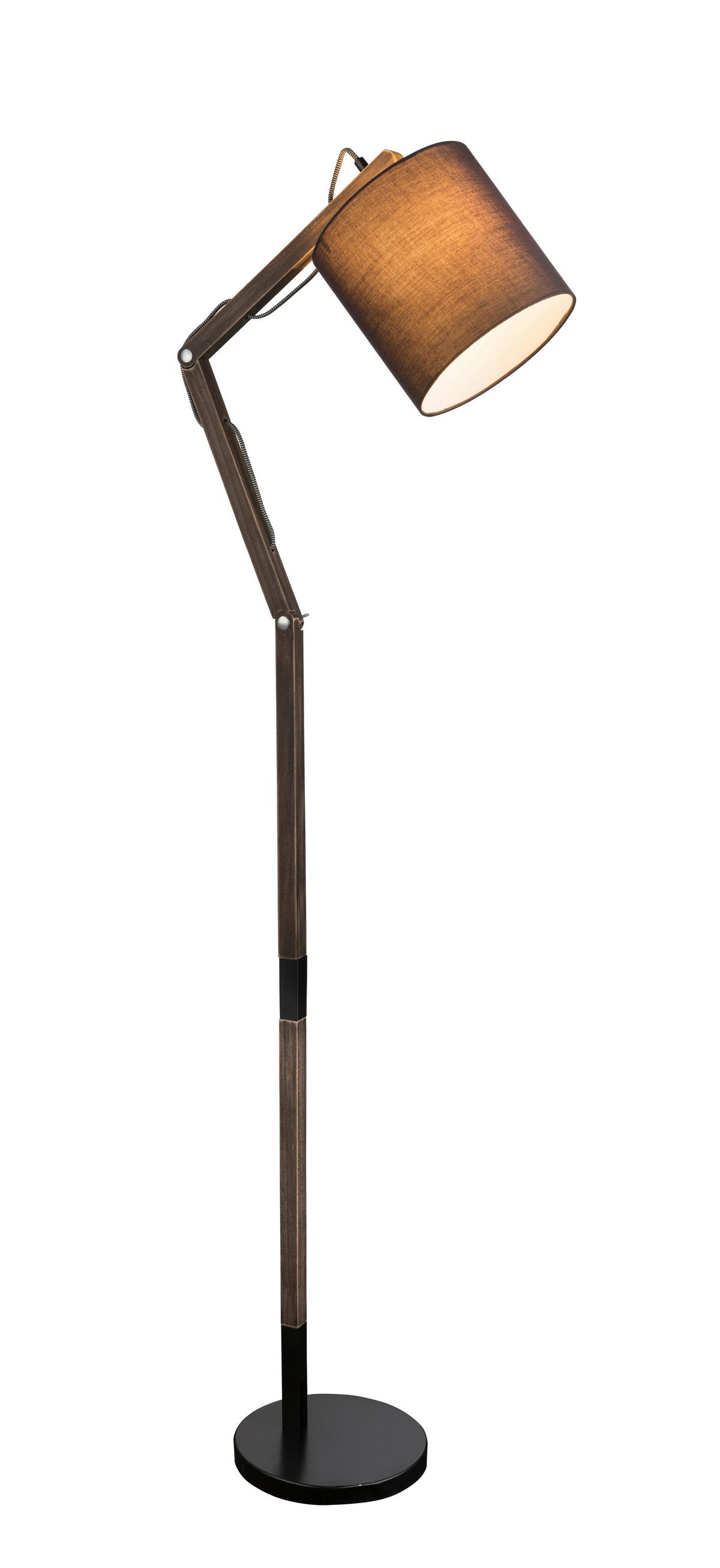 STEHLEUCHTE 21512S - Schwarz/Braun, Design, Holz/Textil (49,5/157cm) - Globo