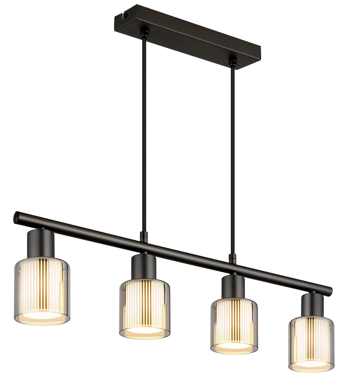 Viseća Svjetiljka Villegas - crni krom/crna, Design, staklo/metal (62/8/120cm) - Globo