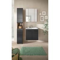 Kopalnica Ice, Črna, Barva Hrasta, 3-Delna - črna/temni hrast, Basics, umetna masa/leseni material (90cm) - MID.YOU