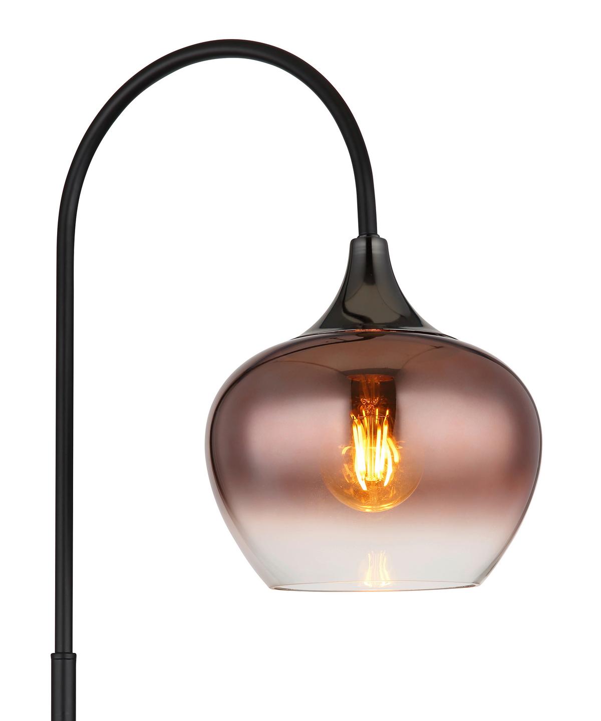 STEHLEUCHTE 15548SG MAXY - Klar/Schwarzchrom, Basics, Glas/Textil (39/25/150cm) - Globo