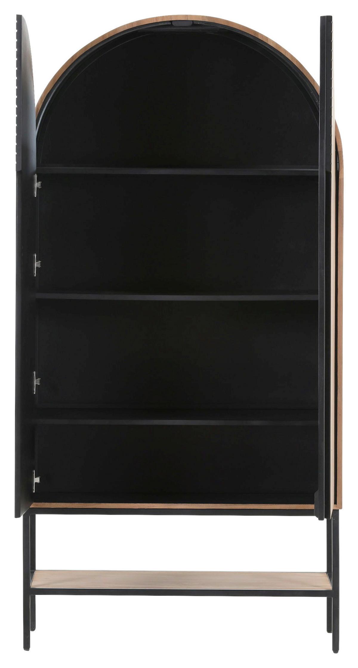 Highboard Koda Rundbogen Akazie Echtholzfurnier - Schwarz/Braun, MODERN, Holz/Holzwerkstoff (90/180/42cm) - Mömax