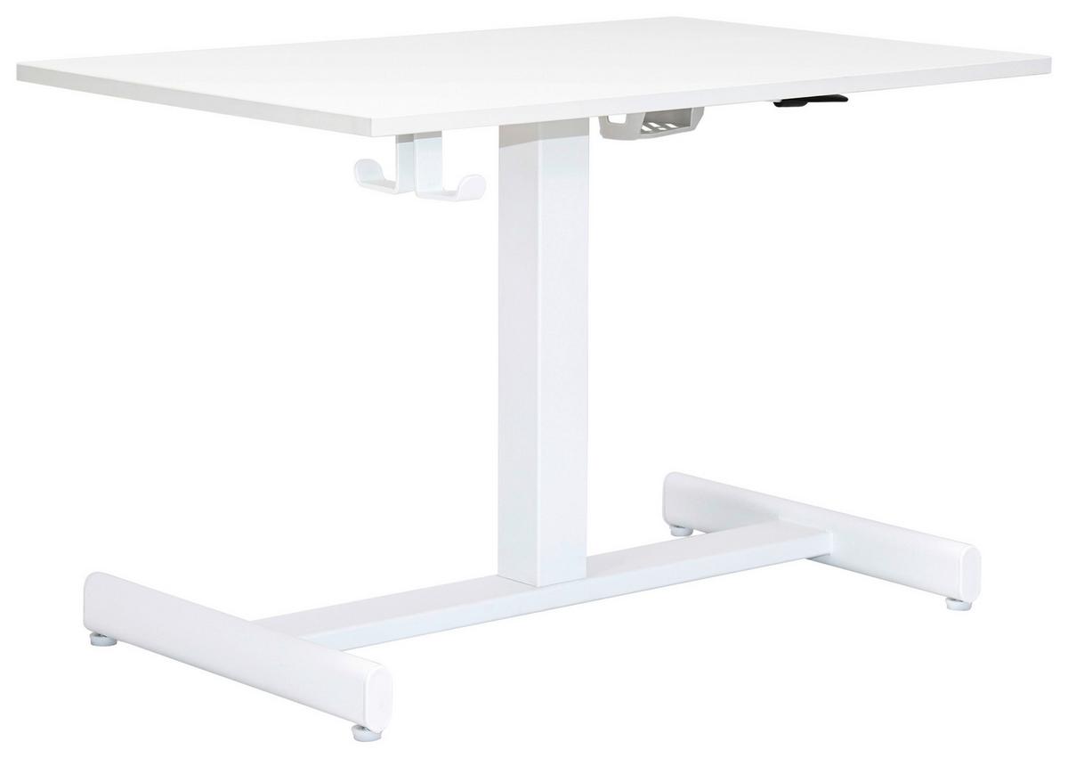 Schreibtisch George Weiß - Weiß, MODERN, Holzwerkstoff/Kunststoff (72,5/48.5-74/48cm) - Mömax