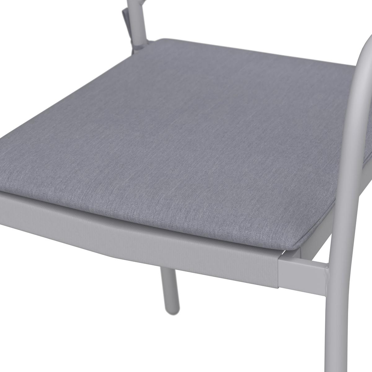 Gartengarnitur Carina Weiß/ Grau Metall/Polywood/Textilene - Dunkelgrau/Hellgrau, MODERN, Kunststoff/Textil (150/90/73cm) - Bessagi Garden