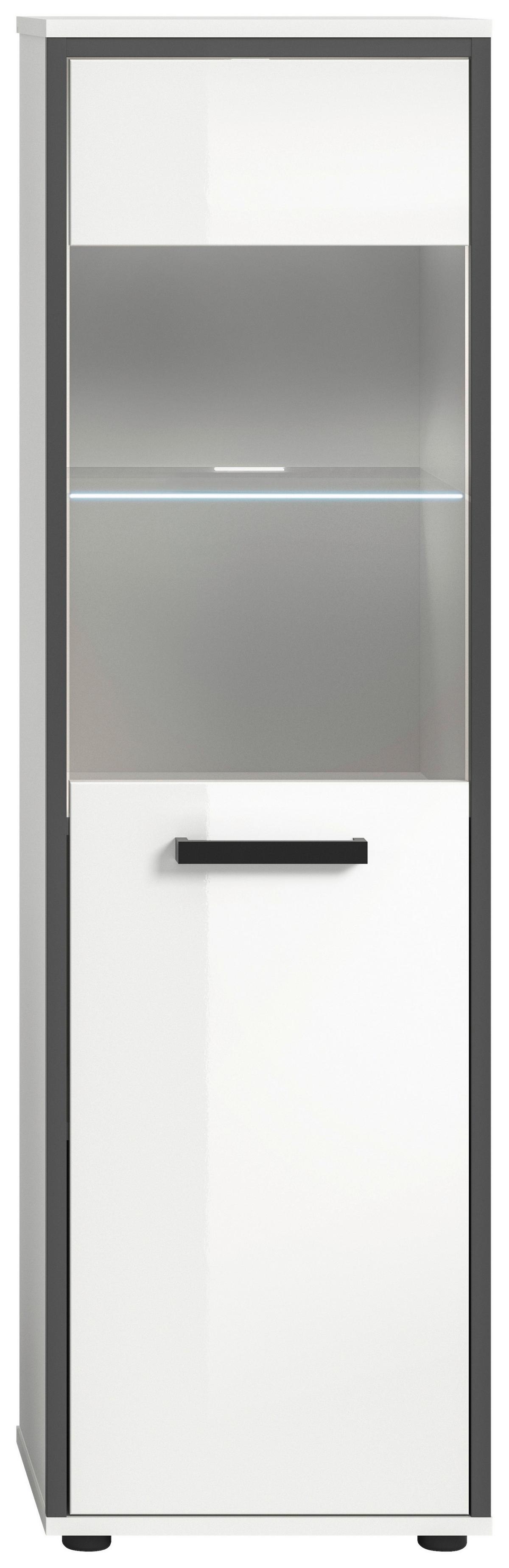 Midischrank Kojak Weiß/Anthrazit mit LED - Weiß Hochglanz/Schwarz, MODERN, Holzwerkstoff/Kunststoff (40/139/34cm) - MID.YOU