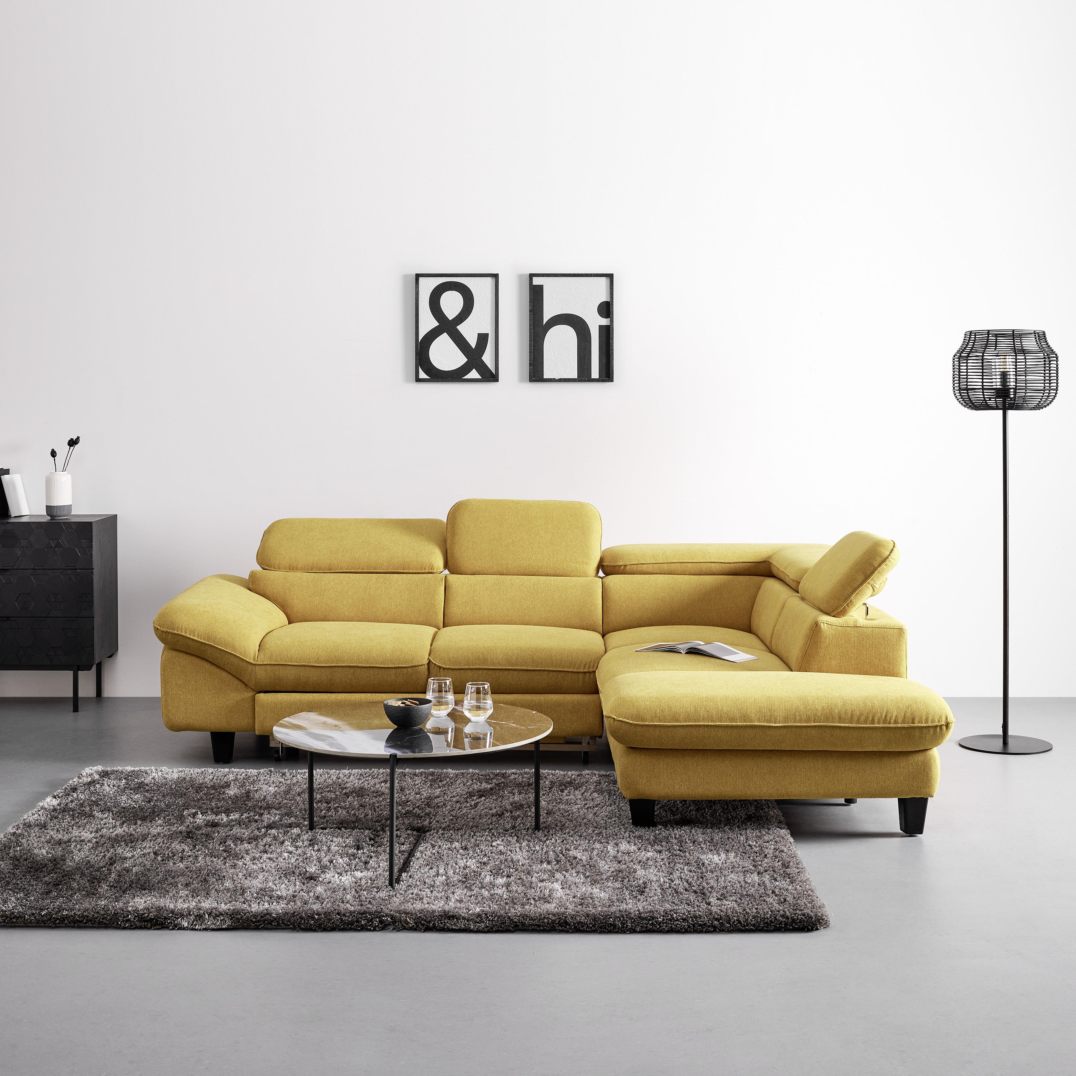 Sedežna Garnitura Pilot - rumena, Moderno, tekstil/les (266/73/108-214cm) - Bessagi Home