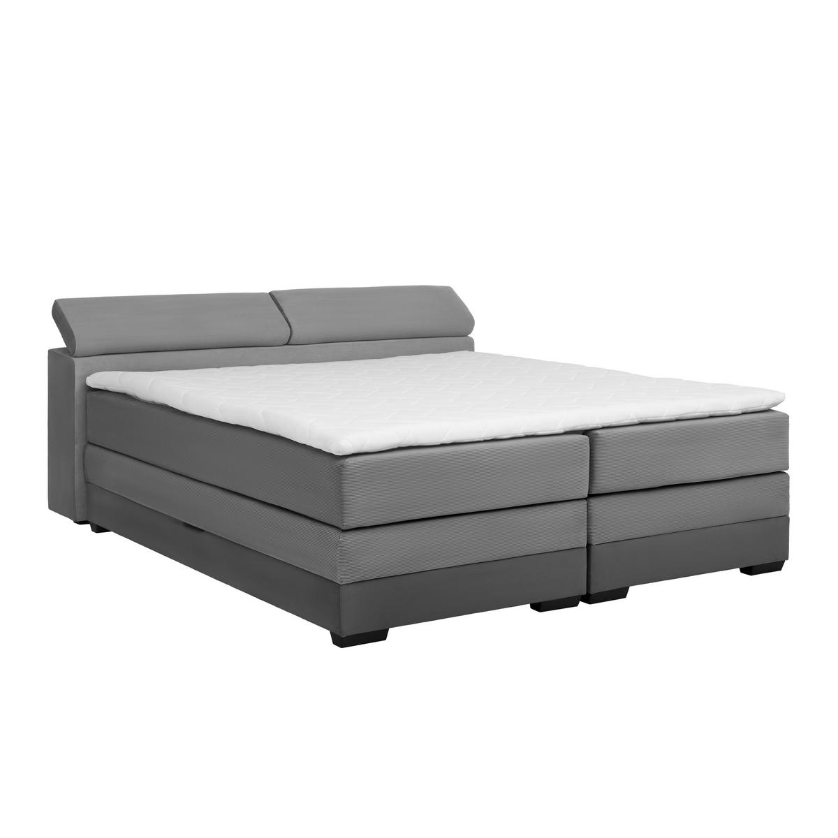 Boxspringbett Sevilla In Grau - Schwarz/Grau, Konventionell, Holz/Kunststoff (180/200cm) - Premium Living