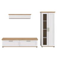 Dnevni Regal Verona, Bela, Barva Macesna, 3-Delni - srebrne barve/črna, Design, umetna masa/leseni material (240/161/40cm) - Livetastic