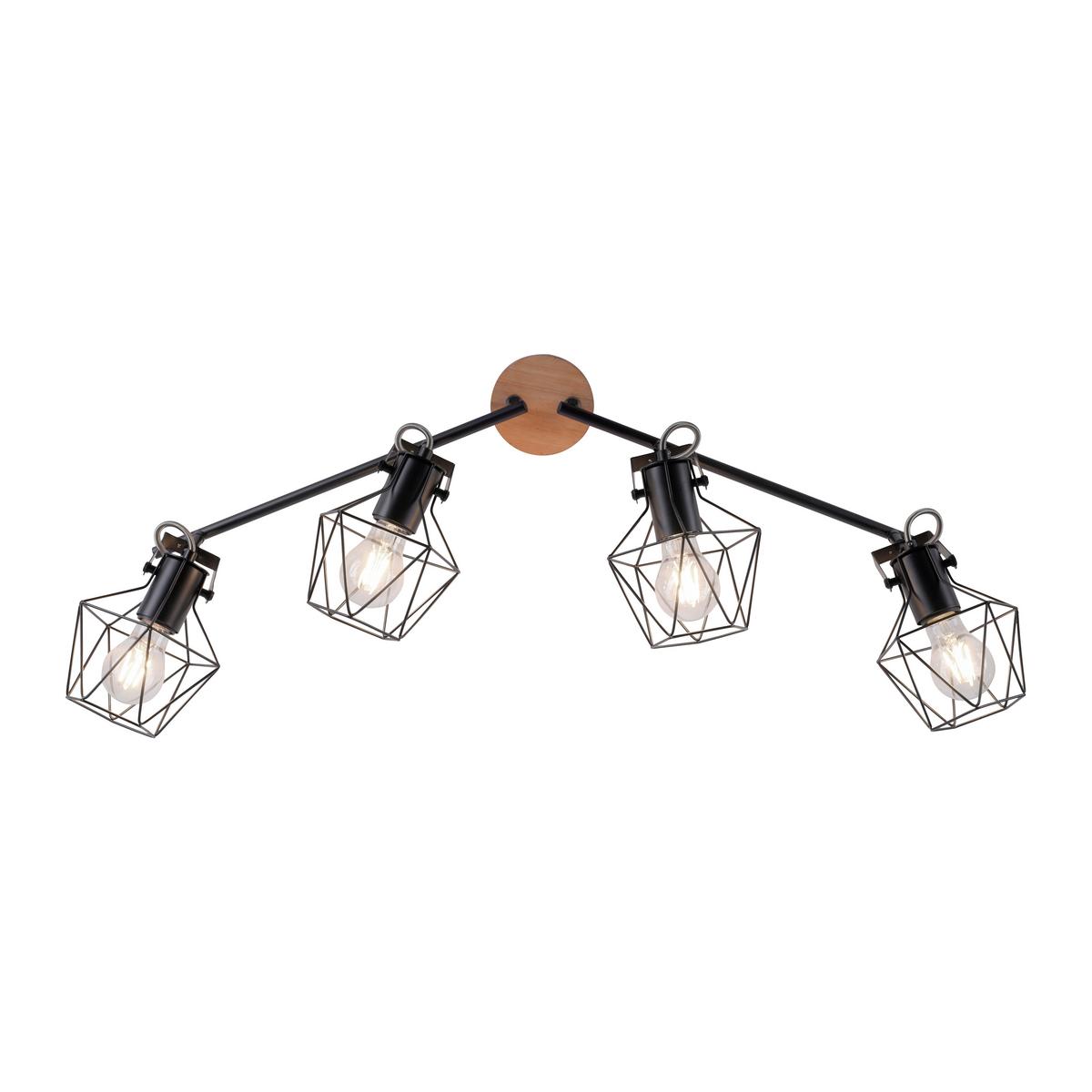 LED-Deckenleuchte 15674-78 max. 60 Watt - Schwarz, Natur, Holz/Metall (110/109/30,5cm)