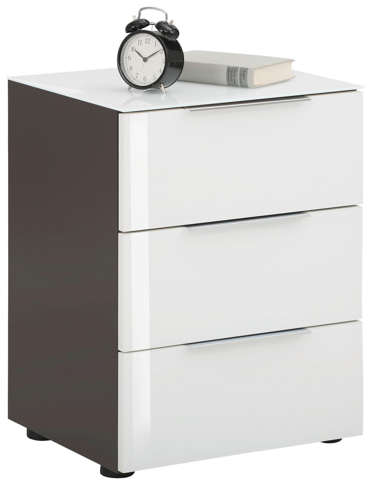SZAFKA NOCNA TREND - antracytowy/biały, Basics, materiał drewnopochodny/tworzywo sztuczne (45,1/60,3/40cm)