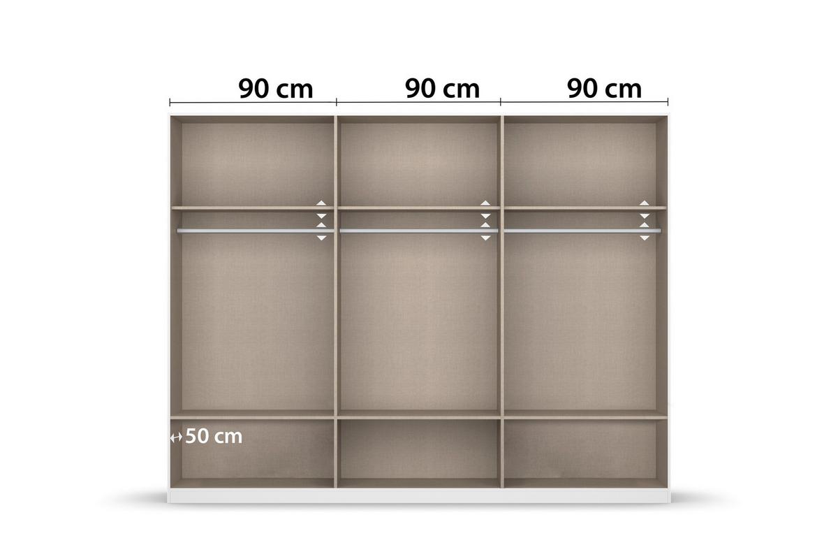 Omara Za Oblačila Bari, Bela, Barva Hrasta - siva/bela, Basics, kovina/leseni material (271/210/54cm) - Boxxx