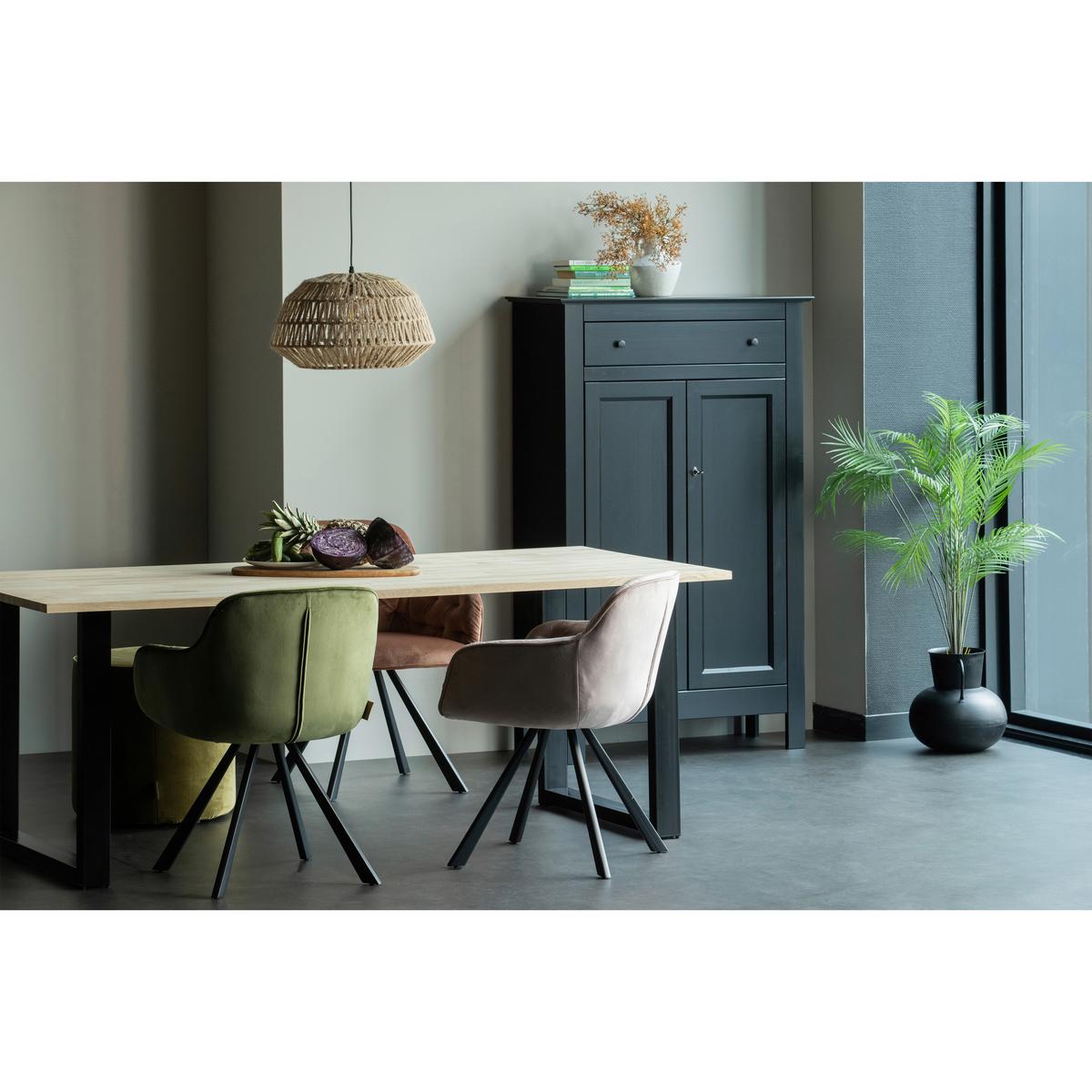 Esstisch Tablo Naturfarben/Schwarz L: 200cm - Schwarz/Naturfarben, MODERN, Holz/Metall (200/90/75cm) - Livetastic