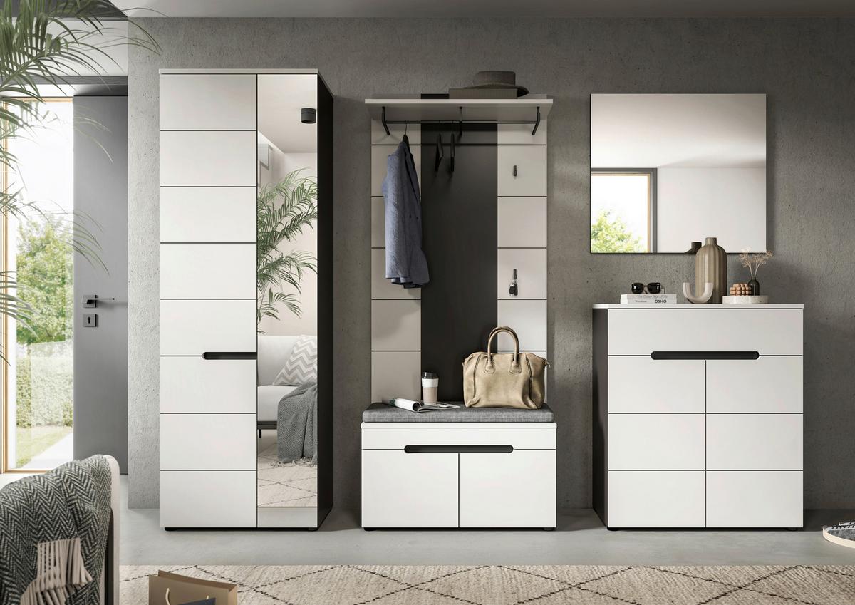 Predsoba Canu, Bela, Siva, Z Blazino, 6-Delna - bela, Design, leseni material (255/190/37cm) - Livetastic