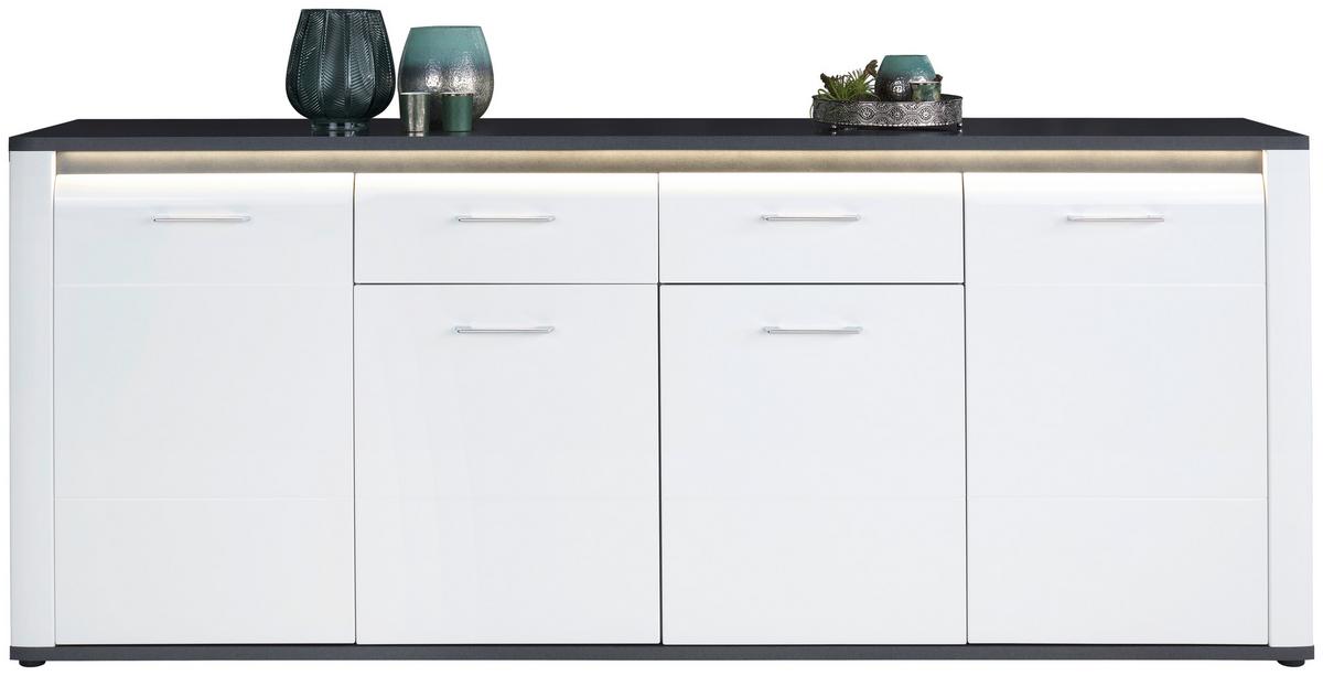 Servantă Alassio - alb/grafit, Modern, material pe bază de lemn (203,6/86,2/40,5cm) - Mömax