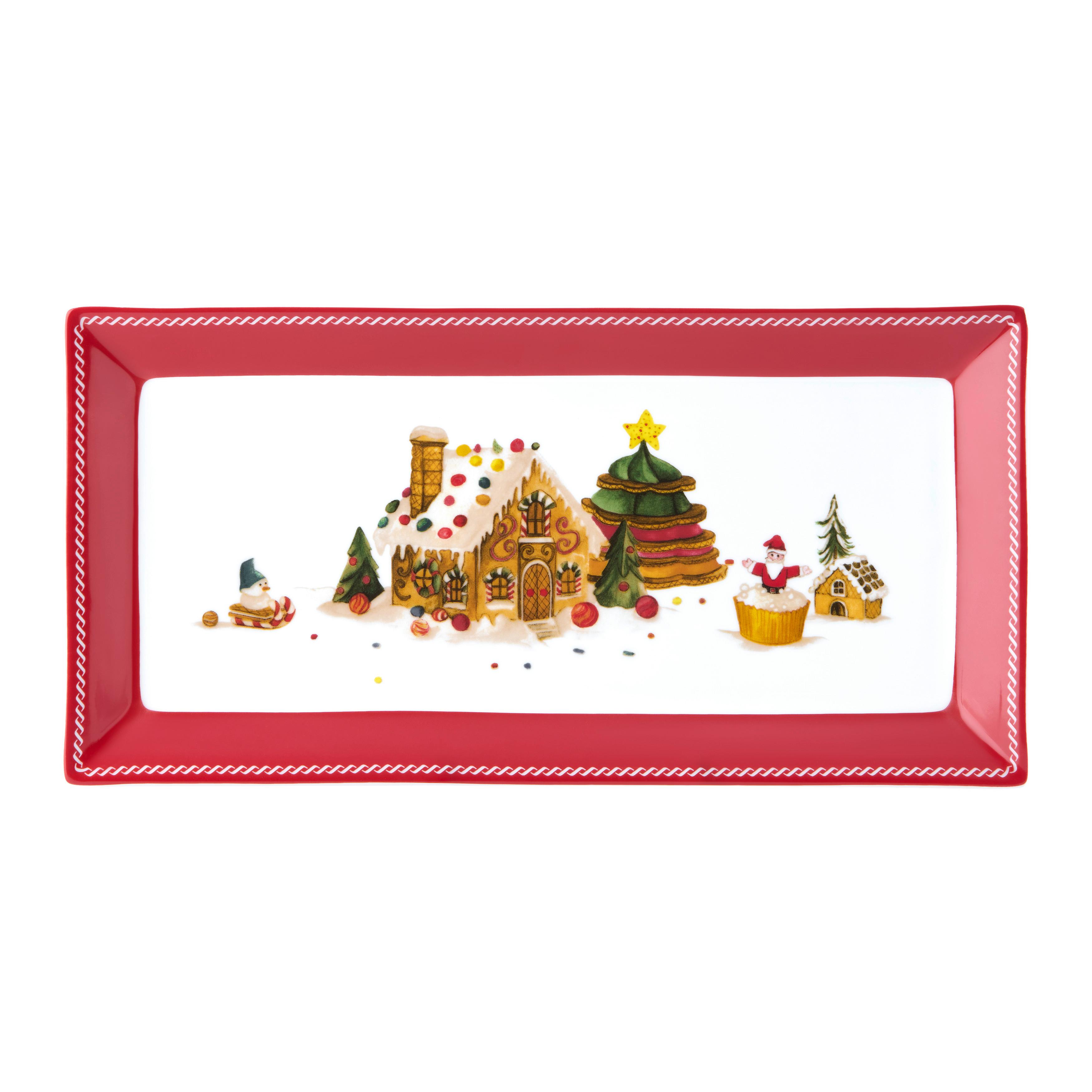 Kínálótál Xmas - Ginger - piros/fehér, Konventionell, kerámia (36/18,5/2,7cm) - Mömax
