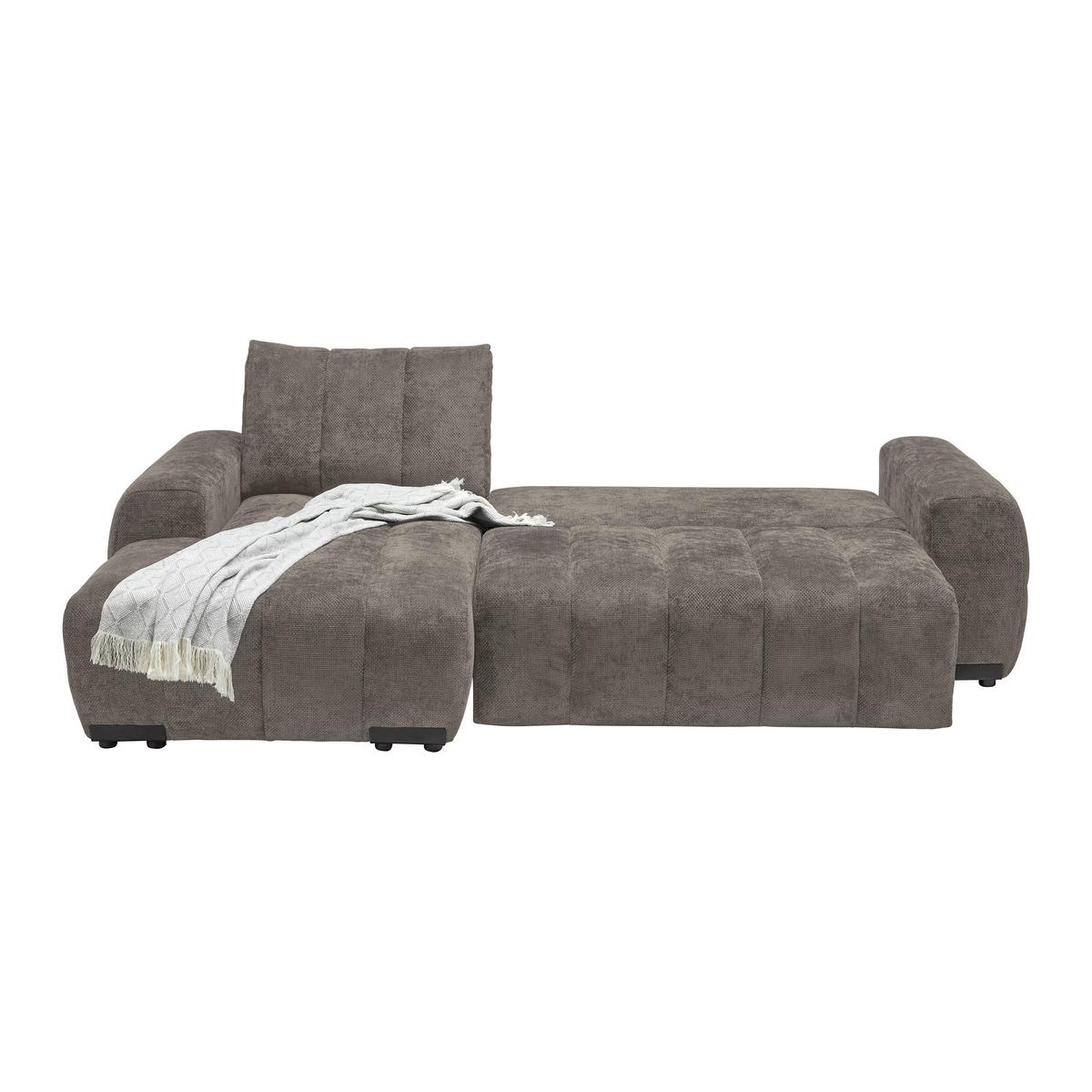 Wohnlandschaft Bolonia Graubraun - Schwarz Hochglanz/Graubraun, MODERN, Textil/Metall (166/93/273cm) - Mömax