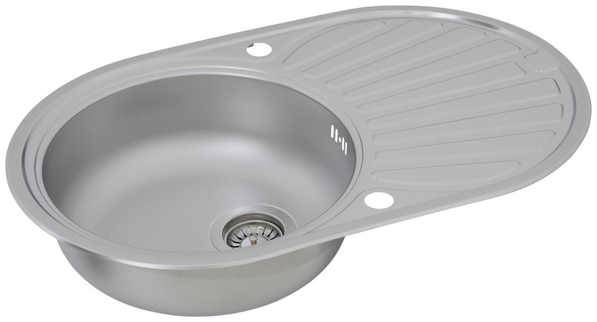 Spüle Edelstahl B: ca. 77 cm - Edelstahlfarben, Trend, Metall (77/20/48cm) - Respekta