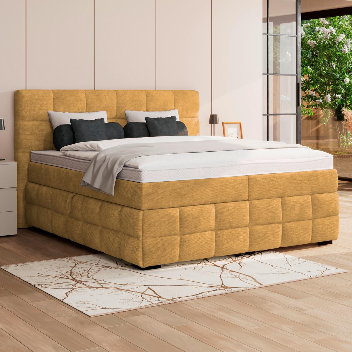 PAT BOX VEGA - auriu/verde, Trend, lemn/textil (160/200cm) - Modern Living