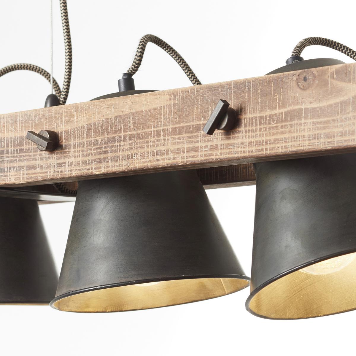 Hängeleuchte Plow in Schwarz max. 10 Watt - Schwarz, Design, Holz/Metall (70/115cm) - Brilliant