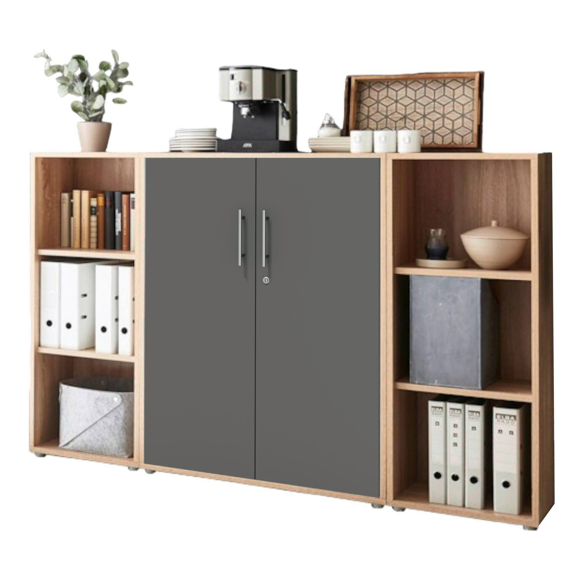 AKTENSCHRANK OFFICE EDITION - SW SET 2 - Anthrazit/Sonoma Eiche, MODERN, Holzwerkstoff (172,6/113,6/33cm) - MID.YOU